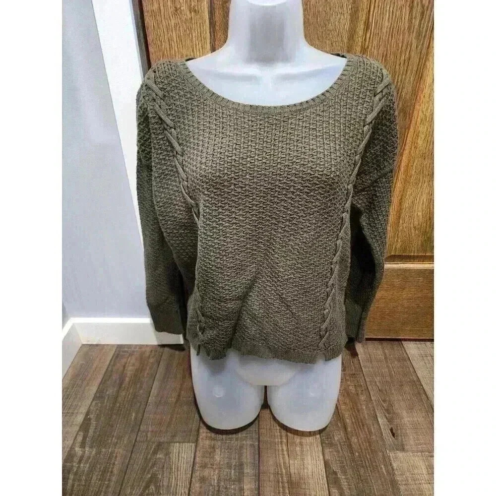Women's American Eagle Outfitters Green Long Sleeve Sweater - Size Medium Crop